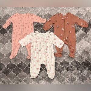 3 Piece Bundle Nordstrom Baby/Little Me/ Petit Lem Long-Sleeve Footies- Newborn